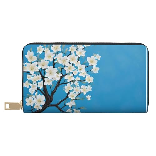 KDUBNJDS Ledergeldbörse Kreditkartenetui für Damen und Herren mit 12 Kartenfächern, 3 Fächern für Bargeld und integrierten Münzfächern mit Reißverschluss, Zitronenfrucht, Japanische Kirschblüten, von KDUBNJDS