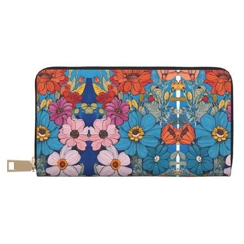 KDUBNJDS Ledergeldbörse Kreditkartenetui für Damen und Herren mit 12 Kartenfächern, 3 Fächern für Bargeld und integrierten Münzfächern mit Reißverschluss (Pferde Laufkunst), Hello Hawaii, von KDUBNJDS