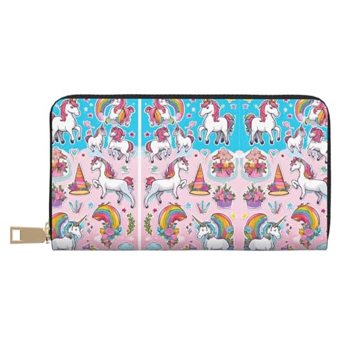 KDUBNJDS Ledergeldbörse Kreditkartenetui für Damen und Herren mit 12 Kartenfächern, 3 Fächern für Bargeld und integrierten Münzfächern mit Reißverschluss (Rot und Schwarz Rose), regenbogenfarben, von KDUBNJDS