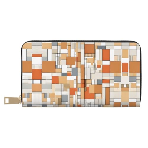 KDUBNJDS Ledergeldbörse Kreditkartenetui für Damen und Herren mit 12 Kartenfächern, 3 Fächern für Bargeld und integrierten Münzfächern mit Reißverschluss (altes Wikingerboot), Mitte des Jahrhunderts von KDUBNJDS