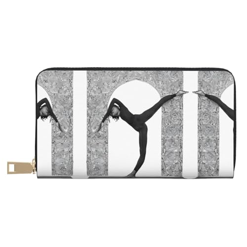 KDUBNJDS Ledergeldbörse Kreditkartenetui für Damen und Herren mit 12 Kartenfächern, 3 Fächern für Bargeld und integrierten Münzfächern mit Reißverschluss (altes Wikingerboot), New Love Gymnastics, von KDUBNJDS