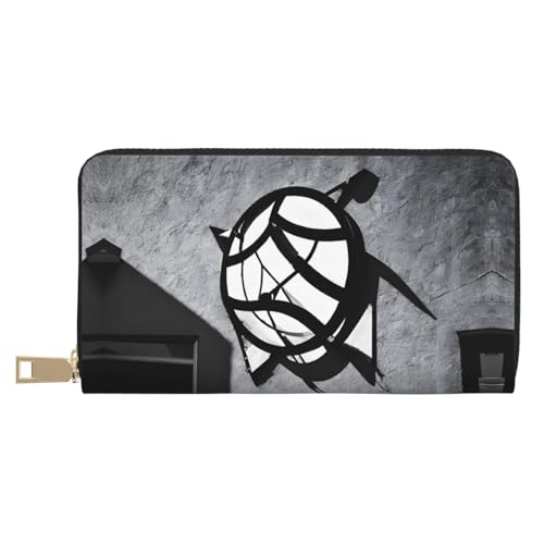 KDUBNJDS Ledergeldbörse Kreditkartenetui für Damen und Herren mit 12 Kartenfächern, 3 Fächern für Bargeld und integrierten Münzfächern mit Reißverschluss (altes Wikingerboot), Notenschlüssel mit von KDUBNJDS