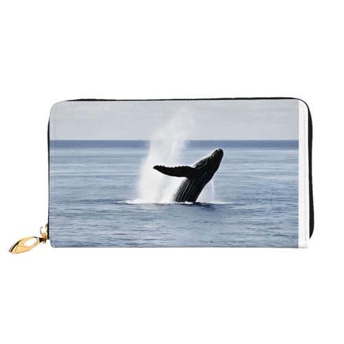 KDUBNJDS Ledergeldbörse Kreditkartenetui für Damen und Mädchen mit 12 Kartenfächern, 3 Fächern für Bargeld und integrierten Münzfächern mit Reißverschluss (Blätter und Marienkäfer), Killerwal, von KDUBNJDS