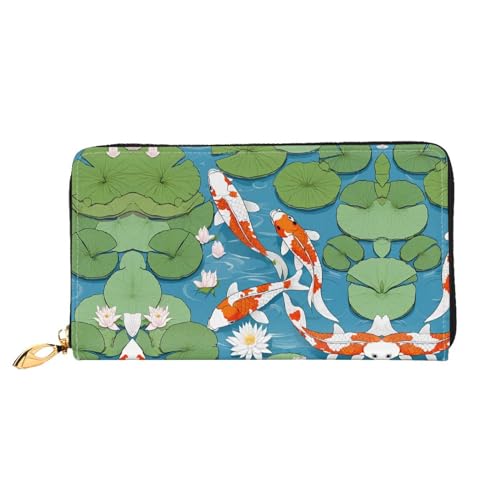 KDUBNJDS Ledergeldbörse Kreditkartenetui für Damen und Mädchen mit 12 Kartenfächern, 3 Fächern für Bargeld und integrierten Münzfächern mit Reißverschluss (Blätter und Marienkäfer), Japanischer von KDUBNJDS