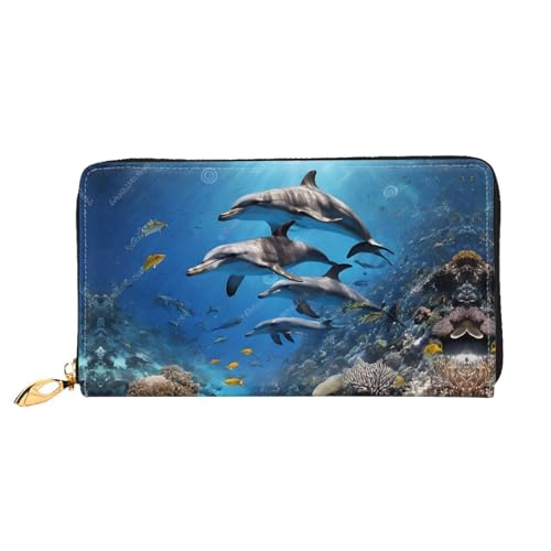 KDUBNJDS Ledergeldbörse Kreditkartenetui für Damen und Mädchen mit 12 Kartenfächern, 3 Fächern für Bargeld und integrierten Münzfächern mit Reißverschluss (Blätter und Marienkäfer), von KDUBNJDS