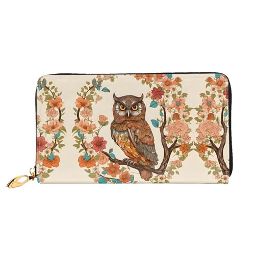 KDUBNJDS Ledergeldbörse Kreditkartenetui für Damen und Mädchen mit 12 Kartenfächern, 3 Fächern für Bargeld und integrierten Münzfächern mit Reißverschluss (Eule Beliefs), Eule Beliefs, Einheitsgröße von KDUBNJDS