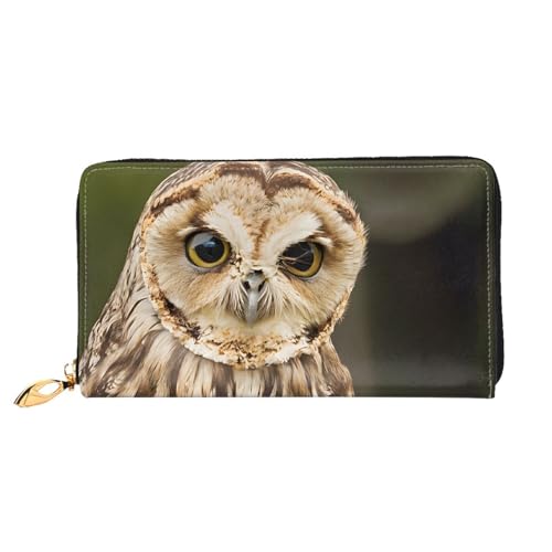 KDUBNJDS Ledergeldbörse Kreditkartenetui für Damen und Mädchen mit 12 Kartenfächern, 3 Fächern für Bargeld und integrierten Münzfächern mit Reißverschluss (Eule im Freien), Outdoor-Eule, Einheitsgröße von KDUBNJDS