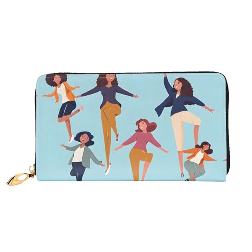 KDUBNJDS Ledergeldbörse Kreditkartenetui für Damen und Mädchen mit 12 Kartenfächern, 3 Fächern für Bargeld und integrierten Münzfächern mit Reißverschluss (Pferde), Gymnastikspiel, Einheitsgröße von KDUBNJDS