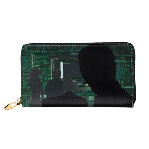 KDUBNJDS Ledergeldbörse Kreditkartenetui für Damen und Mädchen mit 12 Kartenfächern, 3 Fächern für Bargeld und integrierten Münzfächern mit Reißverschluss (Pferde), Hacker Attack, Einheitsgröße von KDUBNJDS