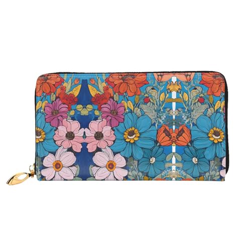 KDUBNJDS Ledergeldbörse Kreditkartenetui für Damen und Mädchen mit 12 Kartenfächern, 3 Fächern für Bargeld und integrierten Münzfächern mit Reißverschluss (Pferde), Hello Hawaii, Einheitsgröße von KDUBNJDS