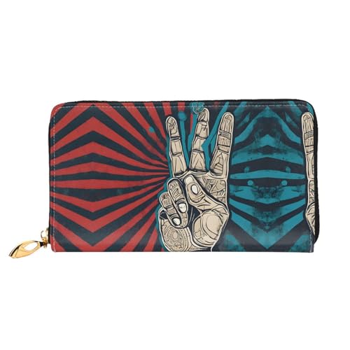 KDUBNJDS Ledergeldbörse Kreditkartenetui für Damen und Mädchen mit 12 Kartenfächern, 3 Fächern für Bargeld und integrierten Münzfächern mit Reißverschluss (Seashells Sand), Rock and Roll, von KDUBNJDS