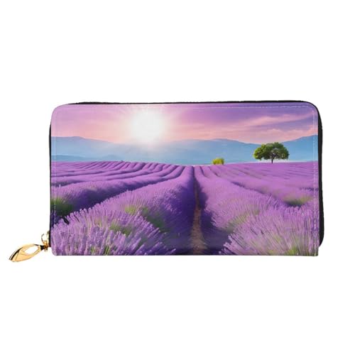 KDUBNJDS Ledergeldbörse Kreditkartenetui für Damen und Mädchen mit 12 Kartenfächern, 3 Fächern für Bargeld und integrierten Münzfächern mit Reißverschluss (Seashells Sand), Romantischer violetter von KDUBNJDS