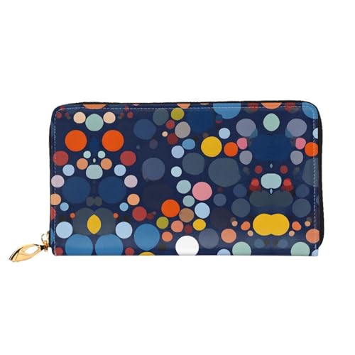 KDUBNJDS Ledergeldbörse Kreditkartenetui für Damen und Mädchen mit 12 Kartenfächern, 3 Fächern für Bargeld und integrierten Münzfächern mit Reißverschluss (Seashells Sand), Rot / Weiß gepunktet, von KDUBNJDS