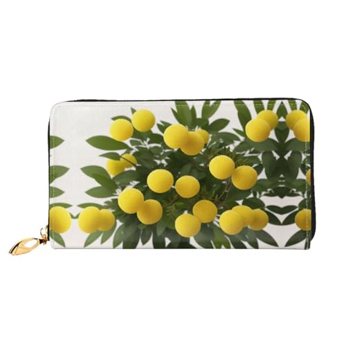 KDUBNJDS Ledergeldbörse Kreditkartenetui für Damen und Mädchen mit 12 Kartenfächern, 3 Fächern für Bargeld und integrierten Münzfächern mit Reißverschluss (Sonnenblumen-Holzbrett), Runde von KDUBNJDS