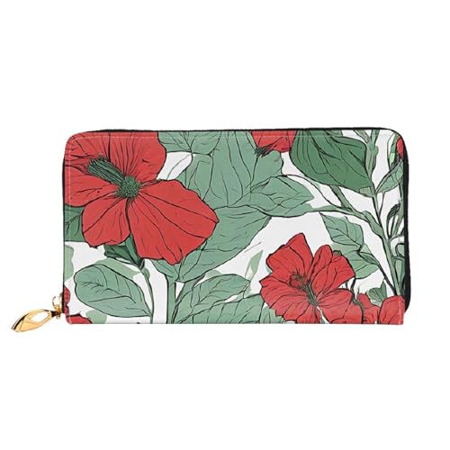 KDUBNJDS Ledergeldbörse Kreditkartenetui für Damen und Mädchen mit 12 Kartenfächern, 3 Fächern für Bargeld und integrierten Münzfächern mit Reißverschluss (Sonnenblumen-Holzbrett), Sommer Hawaii., von KDUBNJDS