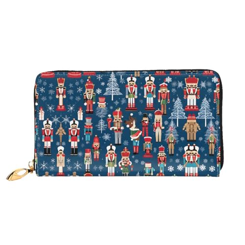 KDUBNJDS Ledergeldbörse Kreditkartenetui für Damen und Mädchen mit 12 Kartenfächern, 3 Fächern für Bargeld und integrierten Münzfächern mit Reißverschluss (Zebramuster), Damen Nussknacker Ballett Xmas von KDUBNJDS