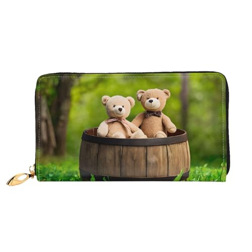 KDUBNJDS Ledergeldbörse Kreditkartenetui für Damen und Mädchen mit 12 Kartenfächern, 3 Fächern für Bargeld und integrierten Münzfächern mit Reißverschluss (Zebramuster), Stoffbär, Einheitsgröße von KDUBNJDS