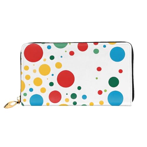 KDUBNJDS Ledergeldbörse Kreditkartenetui für Damen und Mädchen mit 12 Kartenfächern, 3 Fächern für Bargeld und integrierten Münzfächern mit Reißverschluss (Zebramuster), Twister Polka Dots, von KDUBNJDS
