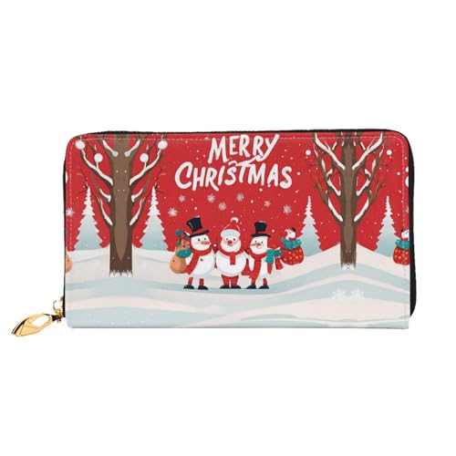KDUBNJDS Ledergeldbörse Kreditkartenetui für Damen und Mädchen mit 12 Kartenfächern, 3 Fächern für Bargeld und integrierten Münzfächern mit Reißverschluss (orangefarbener Schmetterling), Merry Xmas, von KDUBNJDS