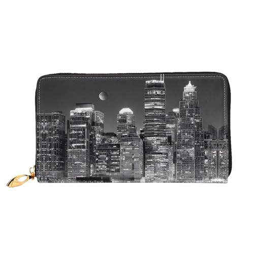 KDUBNJDS Ledergeldbörse Kreditkartenetui für Damen und Mädchen mit 12 Kartenfächern, 3 Fächern für Bargeld und integrierten Münzfächern mit Reißverschluss (orangefarbener Schmetterling), New York von KDUBNJDS