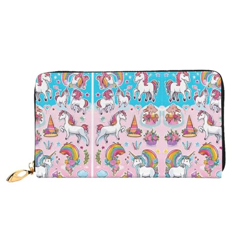 KDUBNJDS Ledergeldbörse Kreditkartenetui für Damen und Mädchen mit 12 Kartenfächern, 3 Fächern für Bargeld und integrierten Münzfächern mit Reißverschluss (roter Karabinerdruck), regenbogenfarben, von KDUBNJDS