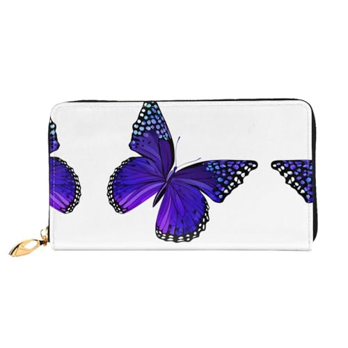 KDUBNJDS Ledergeldbörse Kreditkartenetui für Damen und Mädchen mit 12 Kartenfächern, 3 Fächern für Bargeld und integrierten Münzfächern mit Reißverschluss (roter Karabinerdruck), violettfarbener von KDUBNJDS