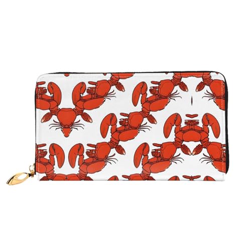 KDUBNJDS Ledergeldbörse Kreditkartenetui für Damen und Mädchen mit 12 Kartenfächern, 3 Fächern für Bargeld und integrierten Münzfächern mit Reißverschluss (roter Karabinerdruck), Roter von KDUBNJDS