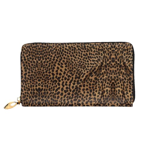 KDUBNJDS Ledergeldbörse mit Kreditkartenfächern für Damen und Mädchen mit 12 Kartenfächern, 3 Fächern für Bargeld und integrierten Münzfächern mit Reißverschluss (moderne Kunstkatze), leopardenmuster, von KDUBNJDS