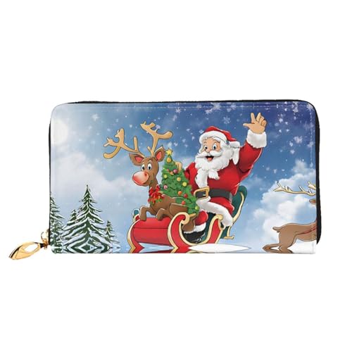 KDUBNJDS Ledergeldbörse mit Kreditkartenfächern für Damen und Mädchen mit 12 Kartenfächern, 3 Fächern für Bargeld und integrierten Münzfächern mit Reißverschluss (moderne Kunstkatze), Aufdruck "Merry von KDUBNJDS