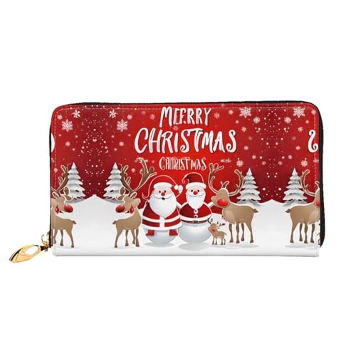 KDUBNJDS Ledergeldbörse mit Kreditkartenfächern für Damen und Mädchen mit 12 Kartenfächern, 3 Fächern für Bargeld und integrierten Münzfächern mit Reißverschluss (moderne Kunstkatze), weihnachtsmotiv, von KDUBNJDS