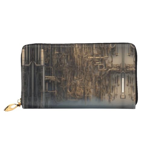 KDUBNJDS Ledergeldbörse mit Kreditkartenfächern für Damen und Mädchen mit 12 Kartenfächern, 3 Fächern für Bargeld und integrierten Münzfächern mit Reißverschluss (moderne Kunstkatze), Mechanische von KDUBNJDS