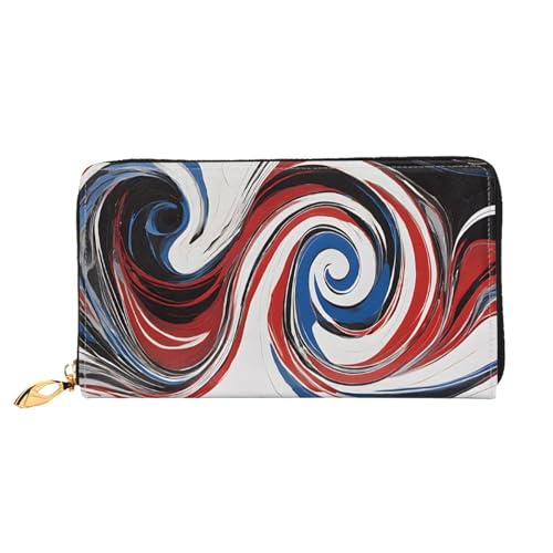 KDUBNJDS Ledergeldbörse mit Kreditkartenfächern für Damen und Mädchen mit 12 Kartenfächern, 3 Fächern für Bargeld und integrierten Münzfächern mit Reißverschluss (moderne Kunstkatze), Marmor braun von KDUBNJDS