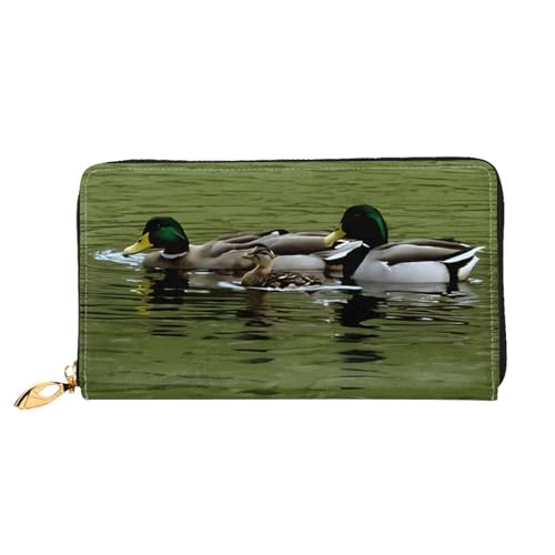 KDUBNJDS Ledergeldbörse mit Kreditkartenfächern für Damen und Mädchen mit 12 Kartenfächern, 3 Fächern für Bargeld und integrierten Münzfächern mit Reißverschluss (moderne Kunstkatze), Loon Nature von KDUBNJDS