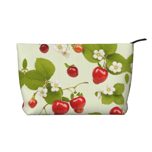 Make-up-Tasche aus Cord mit Reißverschluss, Kosmetiktasche für Damen, kleine Make-up-Tasche für Geldbörse, tragbare Reise-Kosmetiktasche, Geschenktasche für Damen, Mädchen, Damen, Erdbeermuster, von KDUBNJDS
