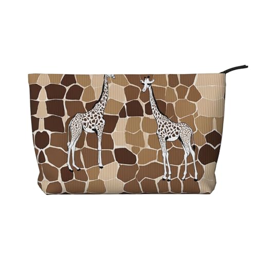 Make-up-Tasche aus Cord mit Reißverschluss, Kosmetiktasche für Damen, kleine Make-up-Tasche für Geldbörse, tragbare Reise-Kosmetiktasche, Geschenktasche für Damen, Mädchen, Damen, Giraffenmuster, von KDUBNJDS