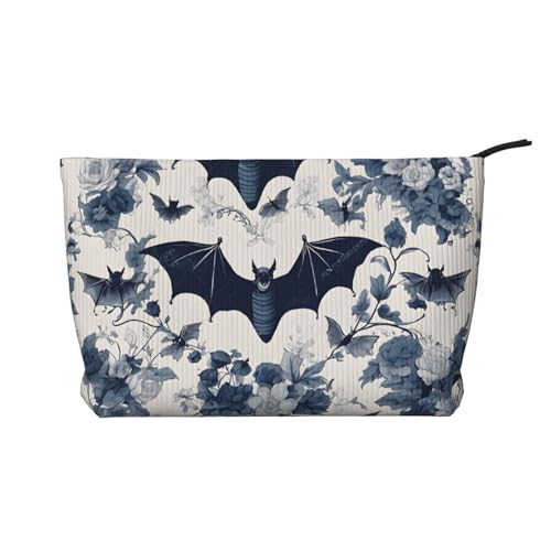 Make-up-Tasche aus Cord mit Reißverschluss, Kosmetiktasche für Damen, kleine Make-up-Tasche für Geldbörse, tragbare Reise-Kosmetiktasche, Geschenktasche für Damen, Mädchen, Damen, Fledermausmuster, von KDUBNJDS