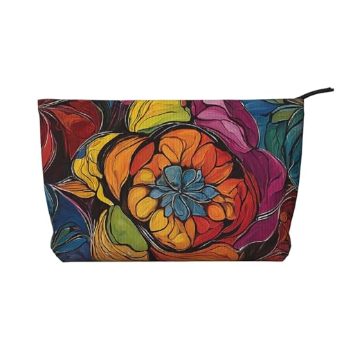 Make-up-Tasche aus Cord mit Reißverschluss, Kosmetiktasche für Damen, kleine Make-up-Tasche für Geldbörse, tragbare Reise-Kosmetiktasche, Geschenktasche für Damen, Mädchen, Damen, Buntglas mit von KDUBNJDS