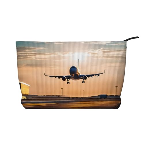 Make-up-Tasche aus Cord mit Reißverschluss, Kosmetiktasche für Damen, kleine Make-up-Tasche für Geldbörse, tragbare Reise-Kosmetiktasche, Geschenktasche für Damen, Mädchen, Damen, Flugzeig, von KDUBNJDS
