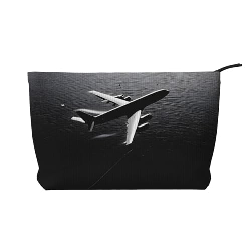Make-up-Tasche aus Cord mit Reißverschluss, Kosmetiktasche für Damen, kleine Make-up-Tasche für Geldbörse, tragbare Reise-Kosmetiktasche, Geschenktasche für Damen, Mädchen, Damen, Flugzeug fliegt über von KDUBNJDS