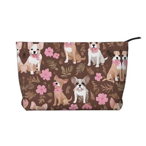 Make-up-Tasche aus Cord mit Reißverschluss, Kosmetiktasche für Damen, kleine Make-up-Tasche für Geldbörse, tragbare Reise-Kosmetiktasche, Geschenktasche für Damen, Mädchen, Damen, French Bulldogs, von KDUBNJDS