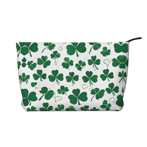 Make-up-Tasche aus Cord mit Reißverschluss, Kosmetiktasche für Damen, kleine Make-up-Tasche für Geldbörse, tragbare Reise-Kosmetiktasche, Geschenktasche für Damen, Mädchen, Damen, Happy St Patrick's von KDUBNJDS