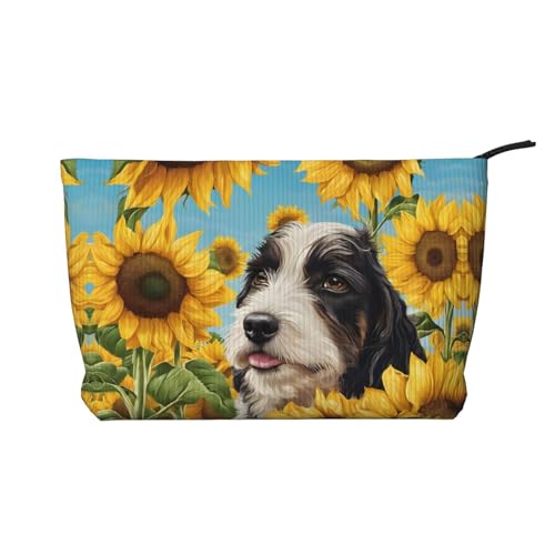 Make-up-Tasche aus Cord mit Reißverschluss, Kosmetiktasche für Damen, kleine Make-up-Tasche für Geldbörse, tragbare Reise-Kosmetiktasche, Geschenktasche für Damen, Mädchen, Damen, Hund mit von KDUBNJDS