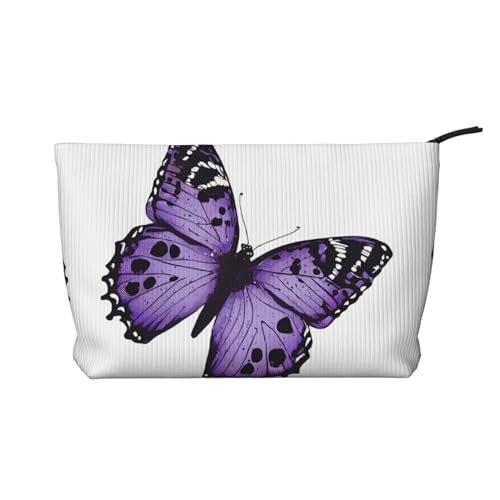 Make-up-Tasche aus Cord mit Reißverschluss, Kosmetiktasche für Damen, kleine Make-up-Tasche für Geldbörse, tragbare Reise-Kosmetiktasche, Geschenktasche für Damen, Mädchen, Damen, Niedlicher violetter von KDUBNJDS