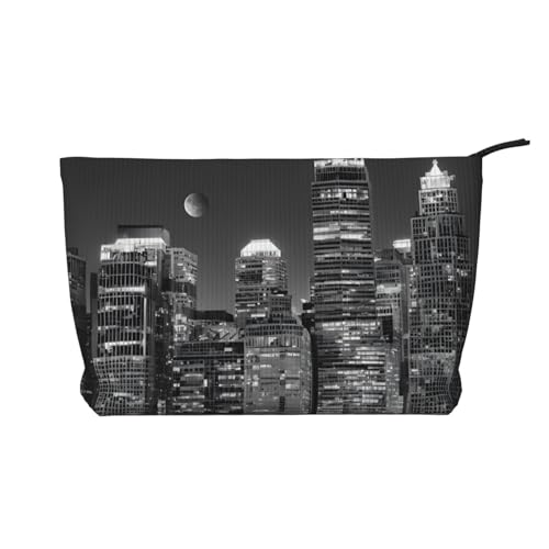 Make-up-Tasche aus Cord mit Reißverschluss, Kosmetiktasche für Damen, kleine Make-up-Tasche für Geldbörse, tragbare Reise-Kosmetiktasche, Geschenktasche für Damen, Mädchen, Damen, Orange, New York von KDUBNJDS