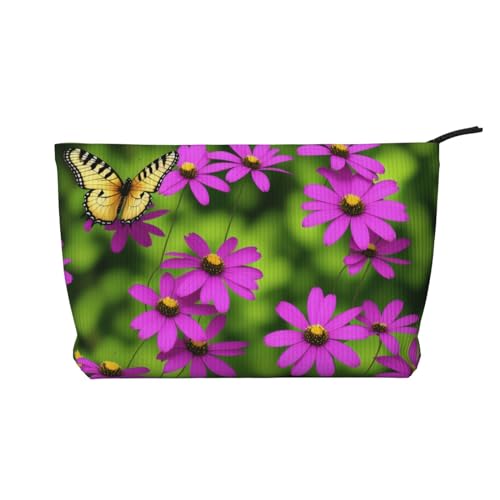 Make-up-Tasche aus Cord mit Reißverschluss, Kosmetiktasche für Damen, kleine Make-up-Tasche für Geldbörse, tragbare Reise-Kosmetiktasche, Geschenktasche für Damen, Mädchen, Damen, Schmetterling und von KDUBNJDS