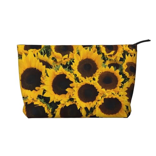 Make-up-Tasche aus Cord mit Reißverschluss, Kosmetiktasche für Damen, kleine Make-up-Tasche für Geldbörse, tragbare Reise-Kosmetiktasche, Geschenktasche für Damen, Mädchen, Damen, Sonnenblumen, von KDUBNJDS