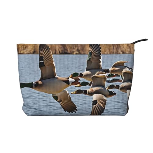 Make-up-Tasche aus Cord mit Reißverschluss, Kosmetiktasche für Damen, kleine Make-up-Tasche für Geldbörse, tragbare Reise-Kosmetiktasche, Geschenktasche für Damen, Mädchen, Damen, Stockenten, von KDUBNJDS