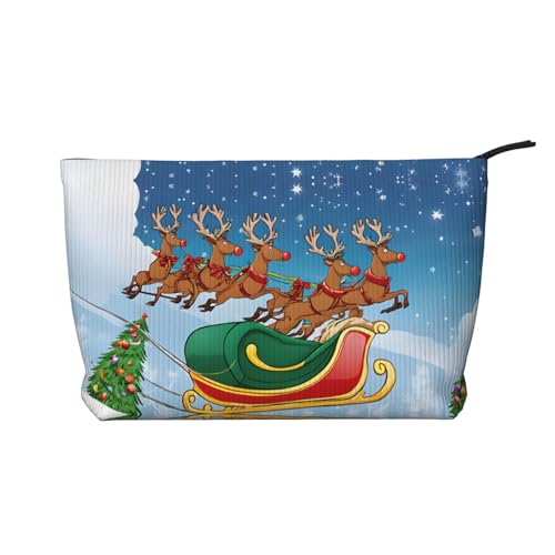 Make-up-Tasche aus Cord mit Reißverschluss, Kosmetiktasche für Damen, kleine Make-up-Tasche für Geldbörse, tragbare Reise-Kosmetiktasche, Geschenktasche für Damen, Mädchen, Damen, Weihnachten Hirsch, von KDUBNJDS