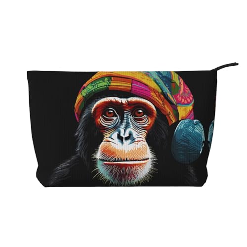 Make-up-Tasche aus Cord mit Reißverschluss, Kosmetiktasche für Damen, kleine Make-up-Tasche für Geldbörse, tragbare Reise-Kosmetiktasche, Geschenktasche für Damen, Mädchen, Damen, affe, Einheitsgröße von KDUBNJDS