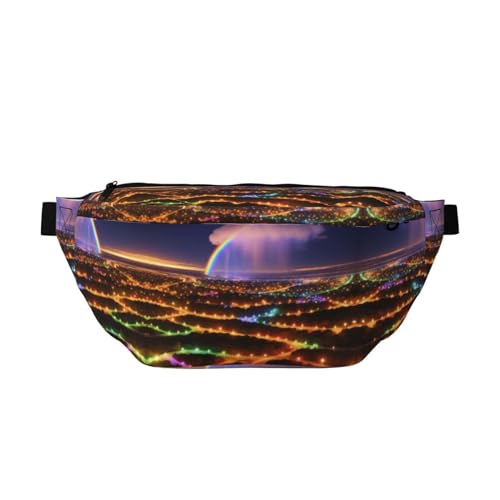 Supergroße Umhängetasche für Damen und Herren, verstellbare Gürteltasche für Outdoor-Sport, Wandern, Reisen, Radfahren, Wandern, Klettern, Regenbogen und Lichter, Einheitsgröße, Lässiger Tagesrucksack von KDUBNJDS